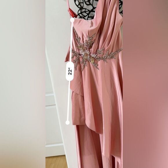 MAC DUGGAL Embellished One Shoulder Asymmetrical Gown in Rose 6 NWT - Picture 8 of 16